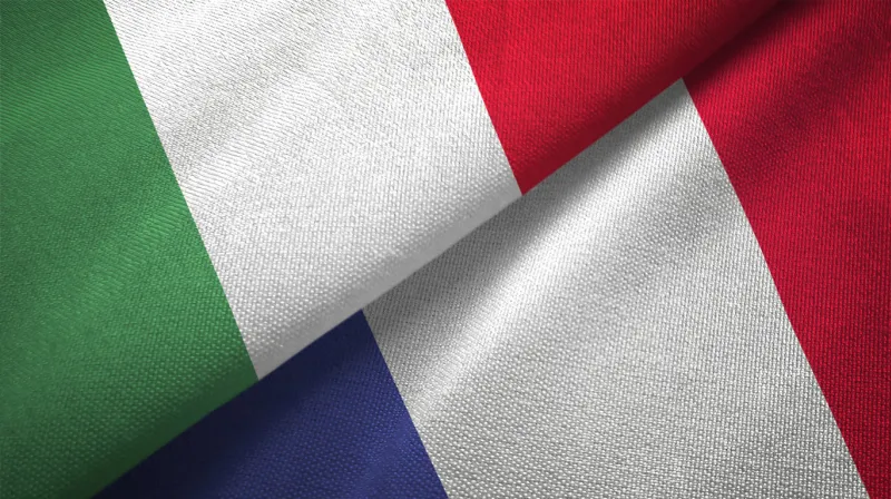 france and italy flag together realtions textile cloth fabric texture