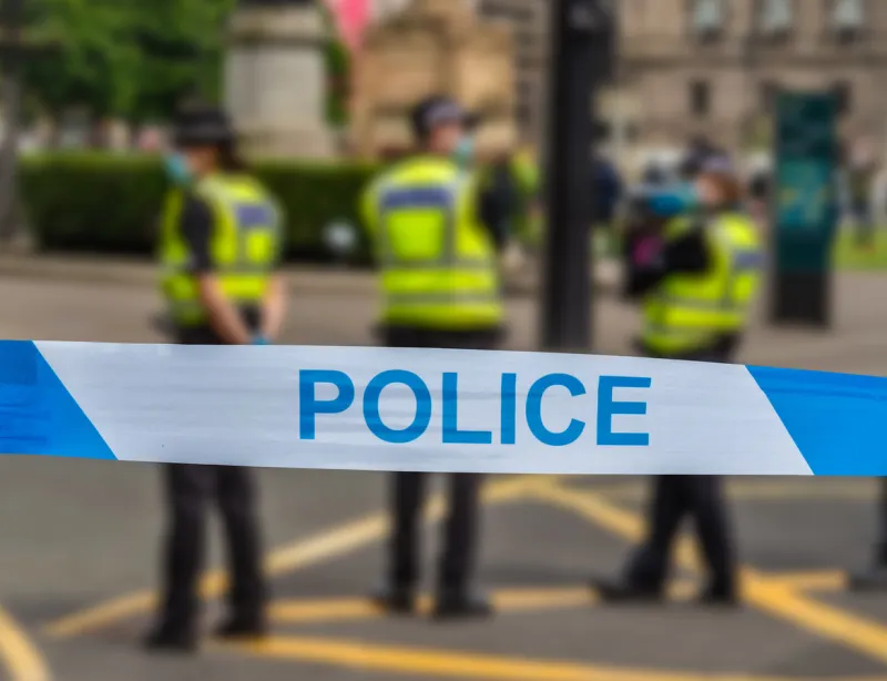 police in glasgow during an incident near george square