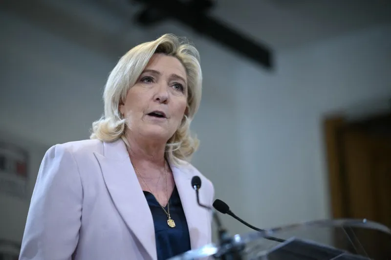 marine le pen press conference - paris