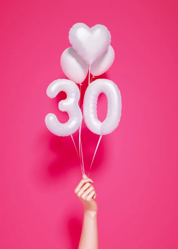 30 years old number 30th anniversary, happy birthday congratulations 3d rendering