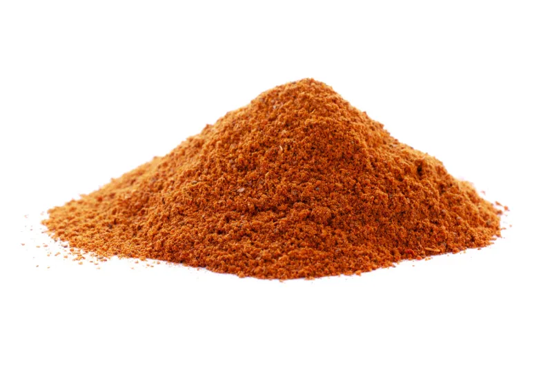 red pepper powder isolated on white background, top view heap of red pepper powder on a white background cayenne pepper powder, top view pile of red paprika powder isolated on white background