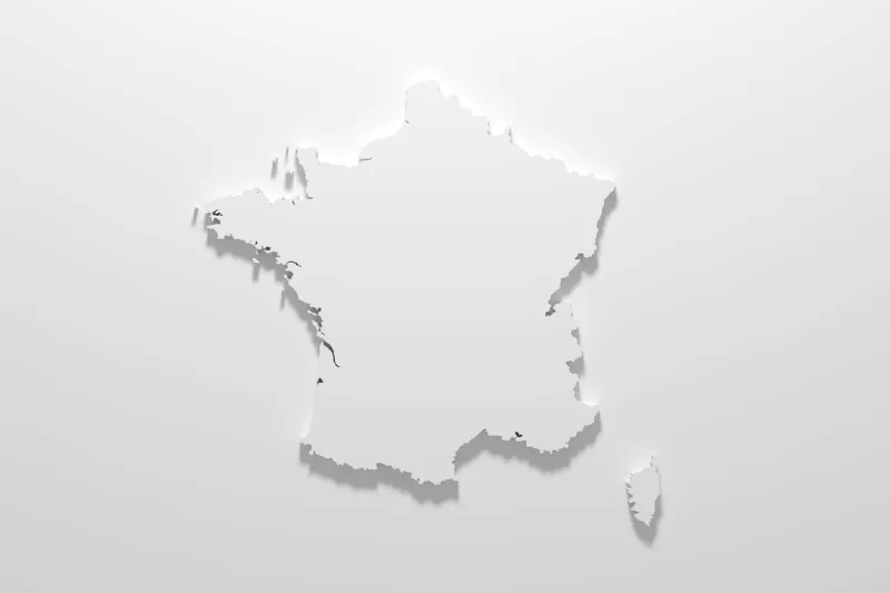 3d rendering of a france map on white background