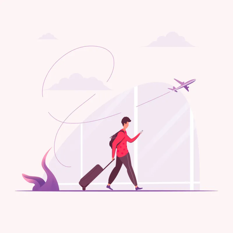 man with a suitcase in the airport a male person with a suitcase going on holiday travel concept summer vacation concept
