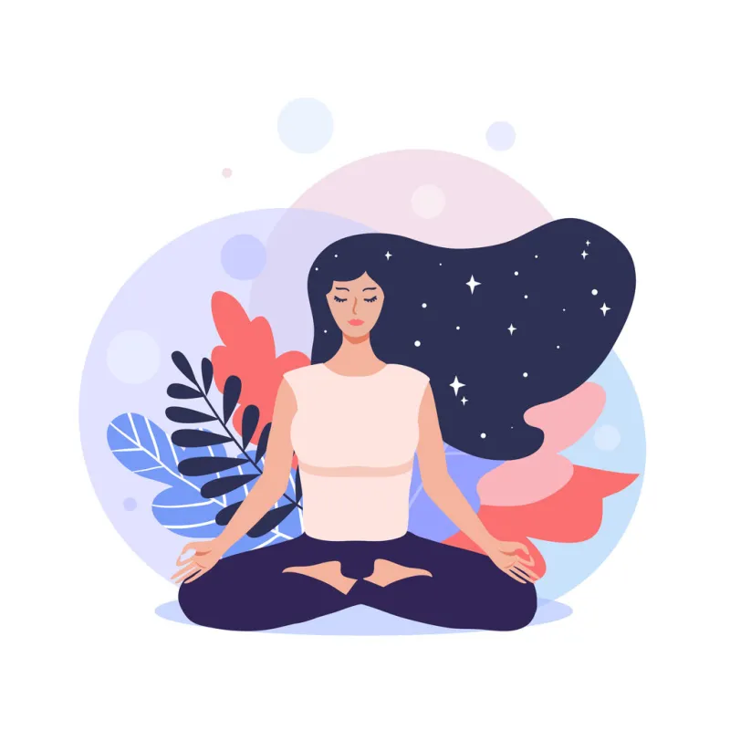 meditation concept pretty yoga woman in lotus pose vector illustration