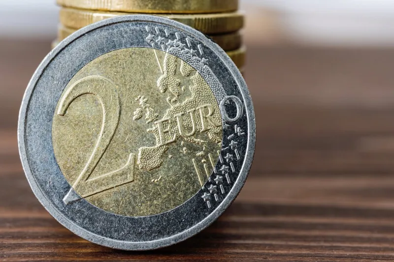 two euro coin, close-up view