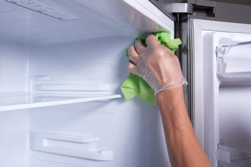 hand cleaning refrigerator