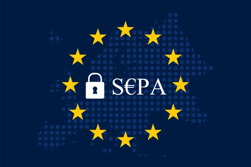 sepa - single euro payments area on european union map background