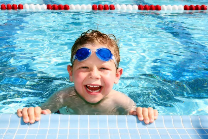 happy child in a swimming pool