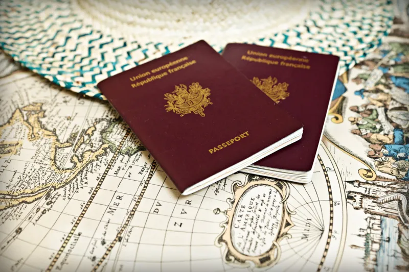 passport and map