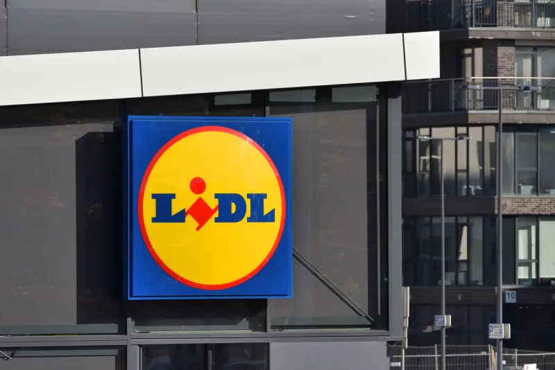 vilnius, lithuania, october 10  logo of a lidl supermarket on october 10, 2018 in vilnius, lithuania lidl is a german global discount supermarket chain spread all accross europe