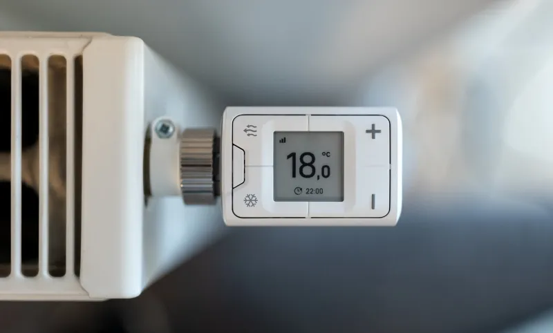 close-up of smart heating thermostat