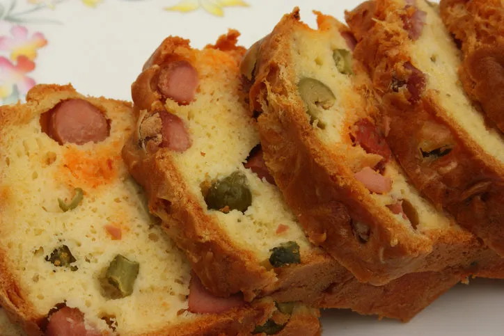 cake with olives and sausage - hors d'oeuvre - aperitif dinner
