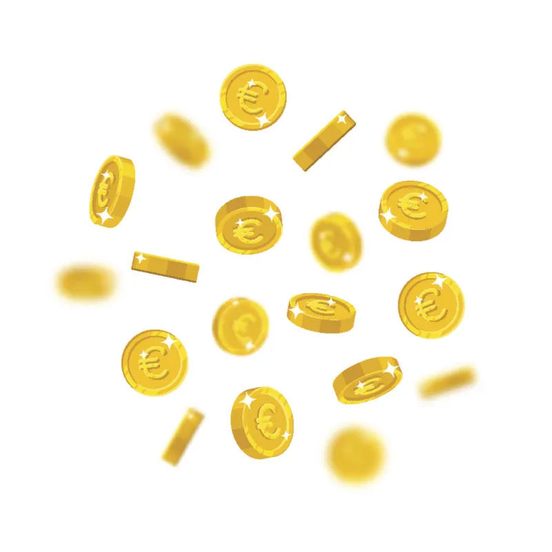 gold euro flying cartoon isolated gold euro with the effect flying in the air in a cartoon style for designers and illustrators floating pieces in the form of vector illustrations