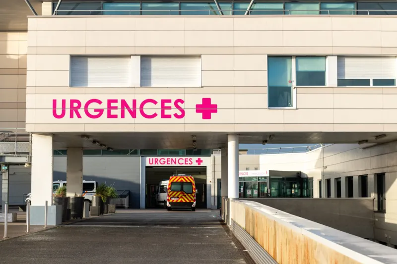 calais, france - december 17, 2020   emergency service calais hospital