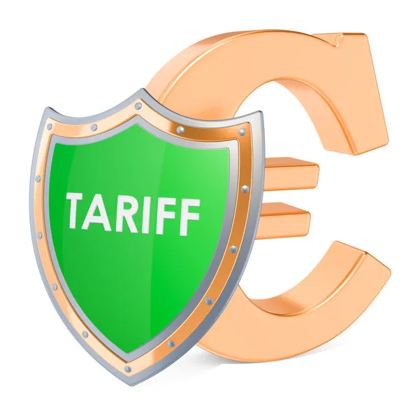 protective tariffs for euro concept, 3d rendering isolated on white background