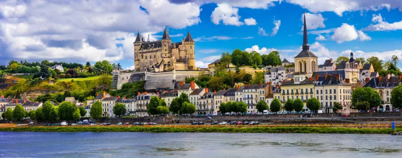landmarks of france-panorama of saumur town, loire valley