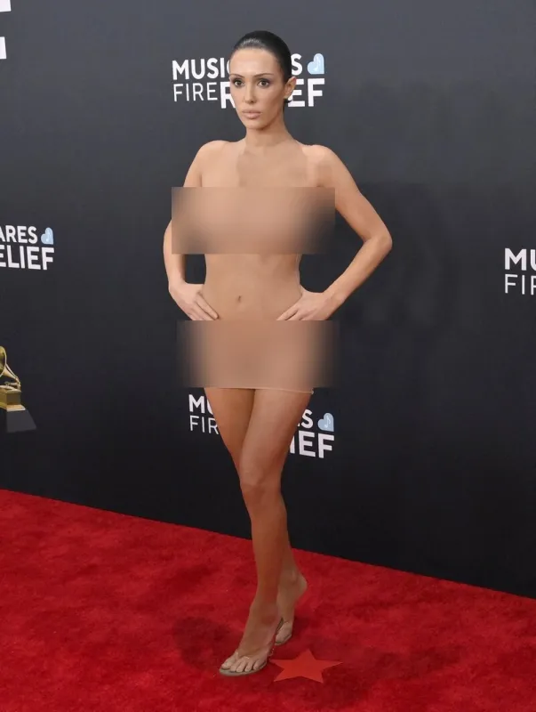 kanye west and bianca censor at grammy awards - la