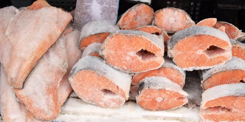 red fsih in food market