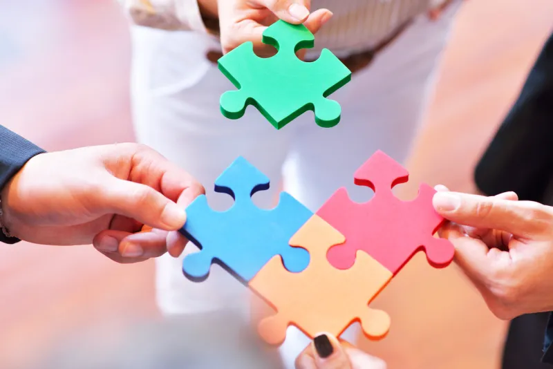 business connection corporate team jigsaw puzzle concept