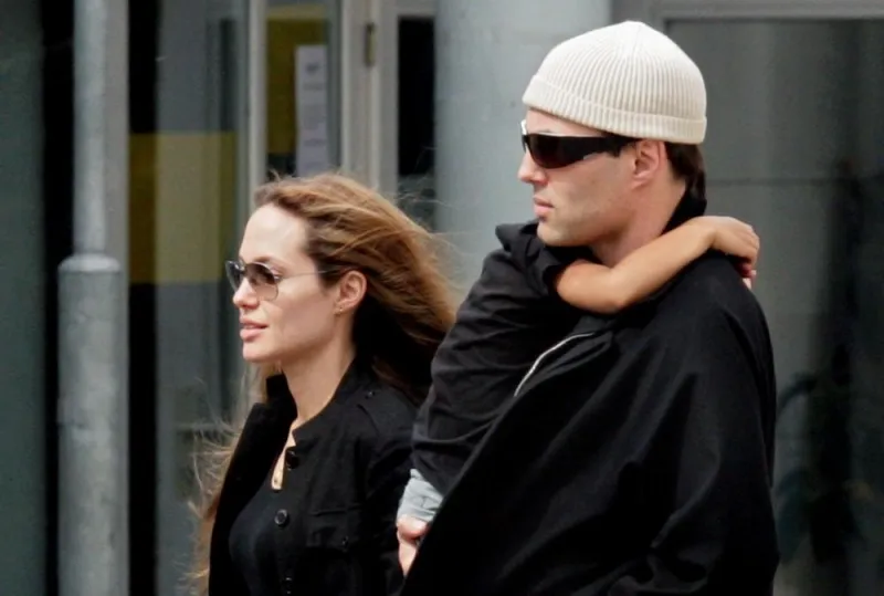 angelina jolie, with a bodyguard, picks her adopted son maddox up at the 'lycee francais' in prague, czech republic on may 11, 2007 photo by abacapresscom , 122237 01 prague