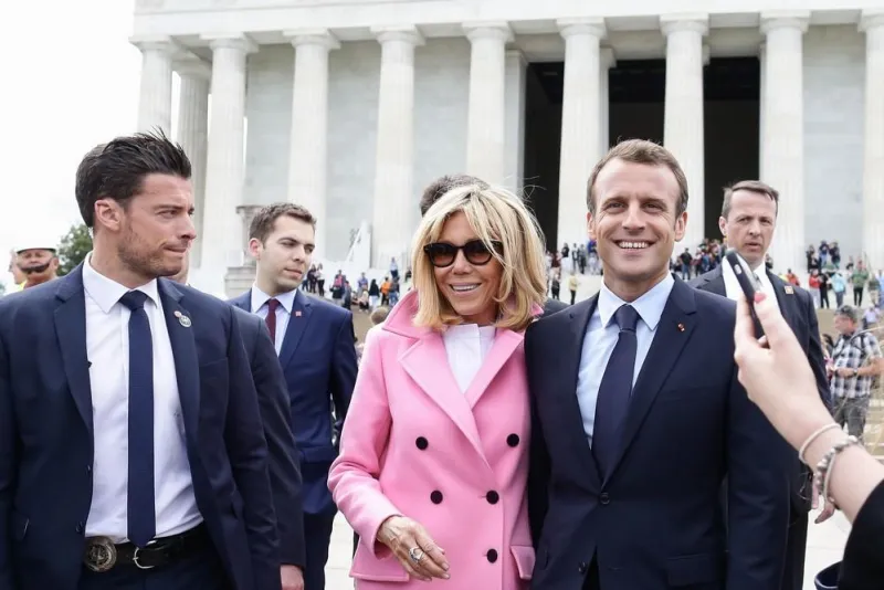 president macron and wife visit the lincoln memorial - washington
