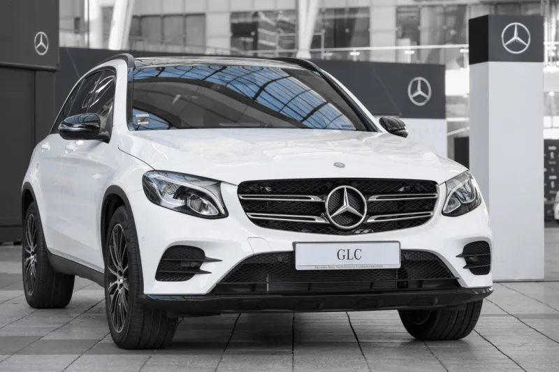 munich, germany - may 6, 2016  modern model of prestigious mercedes-benz glc-class suv crossover selective color outdoor stock photo was captured in a public place with free access