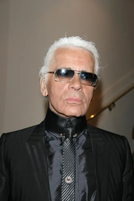 fashion designer karl lagerfeld at the screening of a tv film 'les amants du flore' held at 'l'arlequin theater' in paris, france, on march 6, 2006 photo by denis guignebourg abacapresscom , 93292 13 paris france