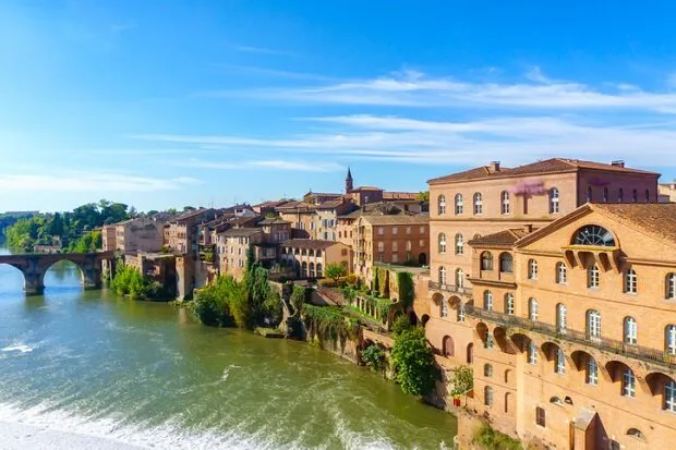 albi in southwestern france albi is a world heritage unesco site view of the tarn river and the cathedral saint cecile