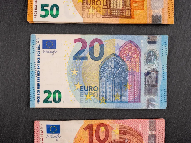 different euro banknotes to be used as a finance-background