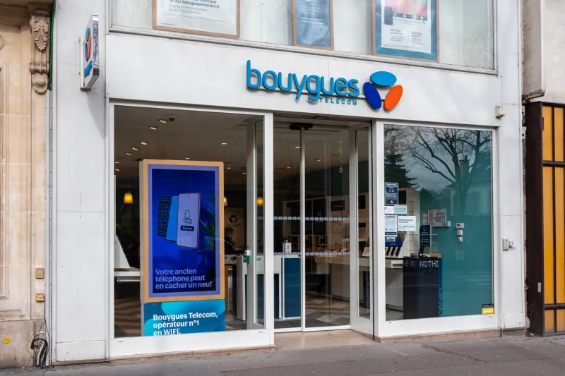 paris, france - march 23, 2023  exterior view of a bouygues telecom boutique, a subsidiary of the bouygues group, french mobile operator and one of the main internet service providers in france
