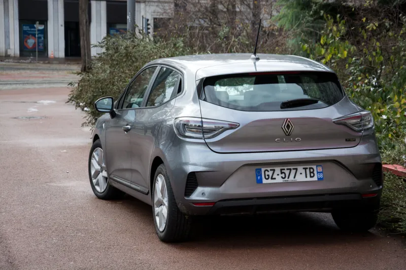 mulhouse- france - 24 november 2024 - rear view of grey renault clio parked in the street
