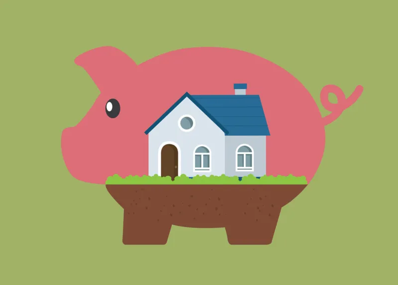 saving to buy a house or home savings concept - illustration