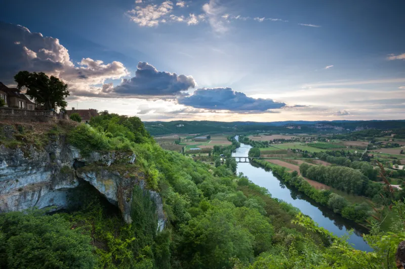 sunset over the dordogne valley domme dordogne france