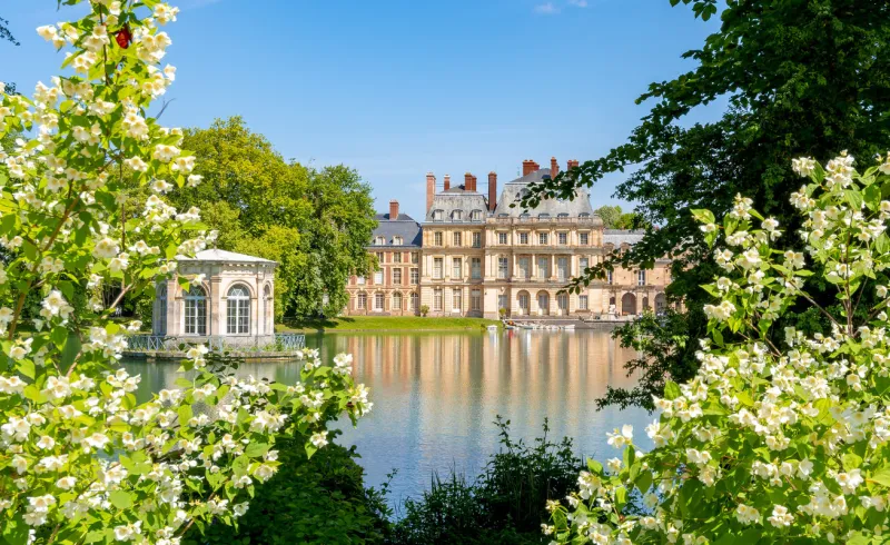 france - may 2019  fontainebleau palace (chateau de fontainebleau) near paris in spring