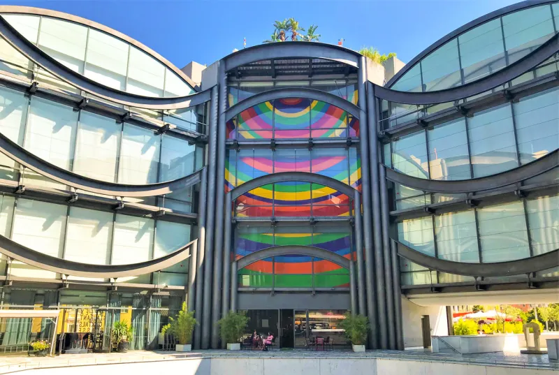 nice, france - july 18 2018  daytime exterior view of mamac, the museum of modern and contemporary art