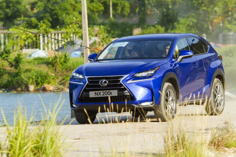 ha long, viet nam - july 1, 2015  lexus nx 200t car running on the test road in vietnam