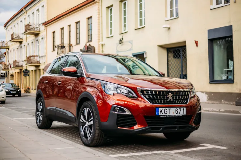 vilnius, lithuania - april 19, 2018  peugeot 3008 is a compact crossover suv manufactured by french automaker peugeot
