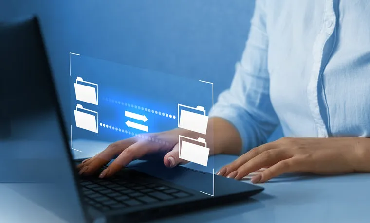 ftp(file transfer protocol) files receiver and computer backup copy file sharing isometric digital system for transferring documents and files onlinedata transfer concept