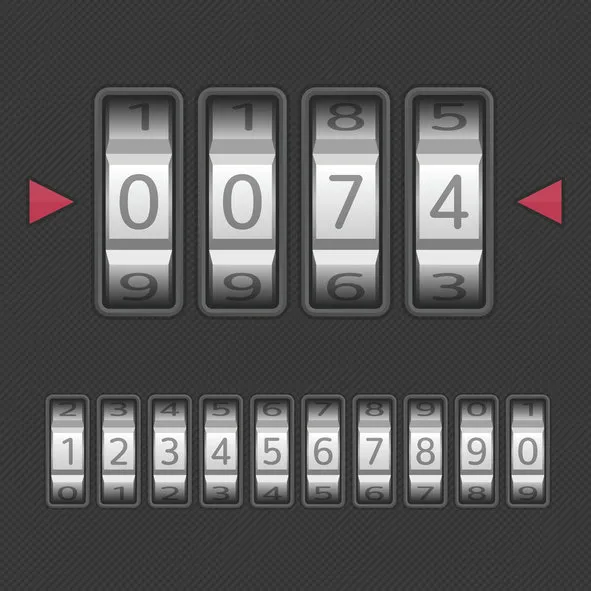 combination, number code lock vector illustration of a combination lock set with all ten numbers protection, security concept keypad entry realistic style