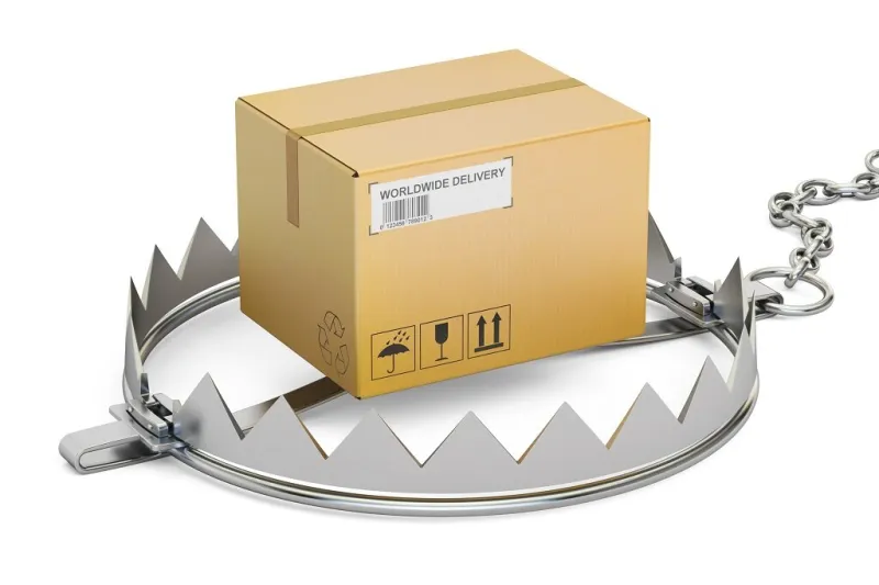 trap with parcel, 3d rendering isolated on white background