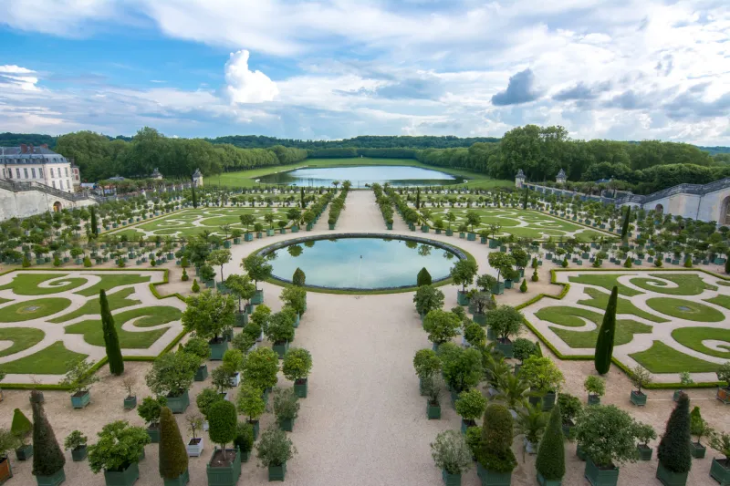 paris, france - circa june 2018  versailles fountains and gardens in paris suburbs