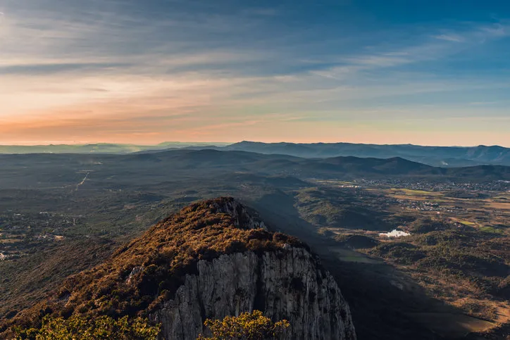 sunset from the summit of pic saint-loup near montpellier