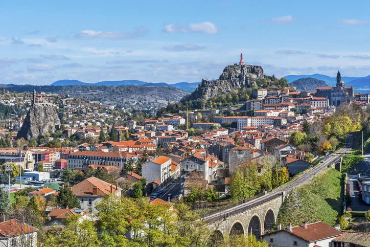 cityscape of puy-en-velay town haute-loir, auvergne-rhone-alpes region in france
