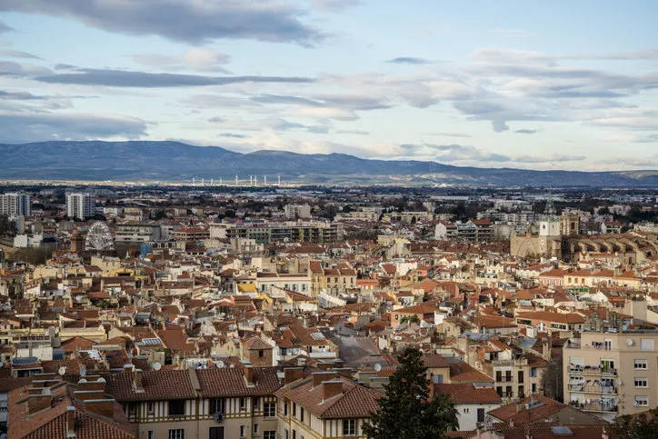 panoramic view of the city, perpignan, pyrenees-orientales, france
