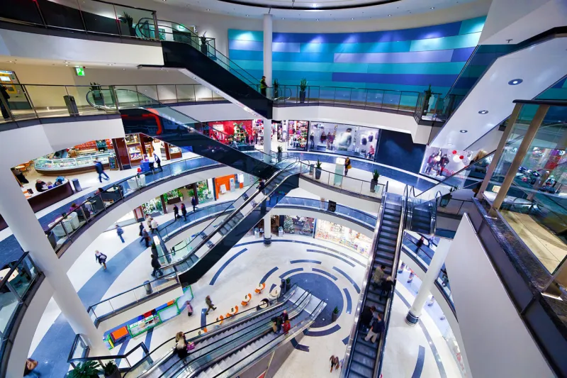 modern shopping mall interior busy sale time