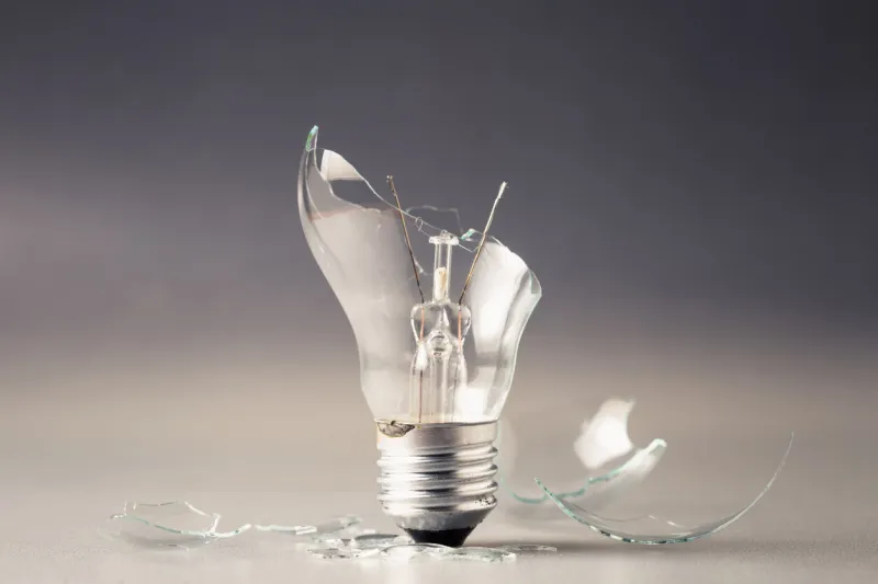 broken light bulb for problem situation concept