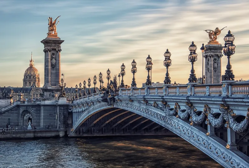 bridge alexandre iii and hotel des invalides in paris