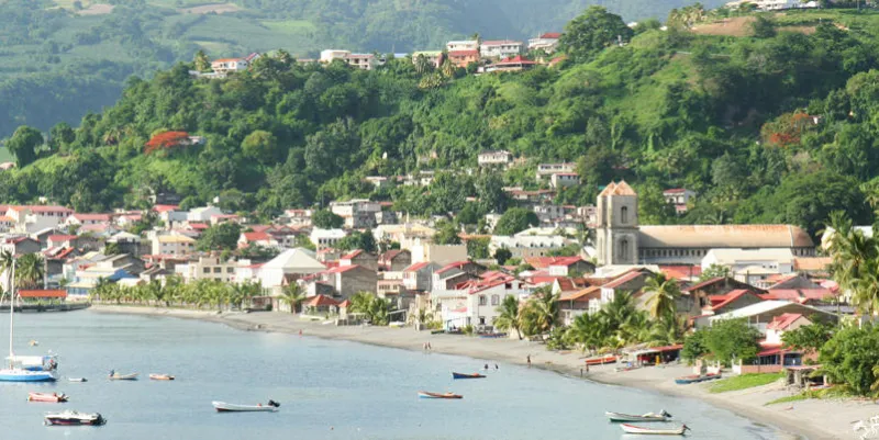 view of ocean and saint pierre on martinique island