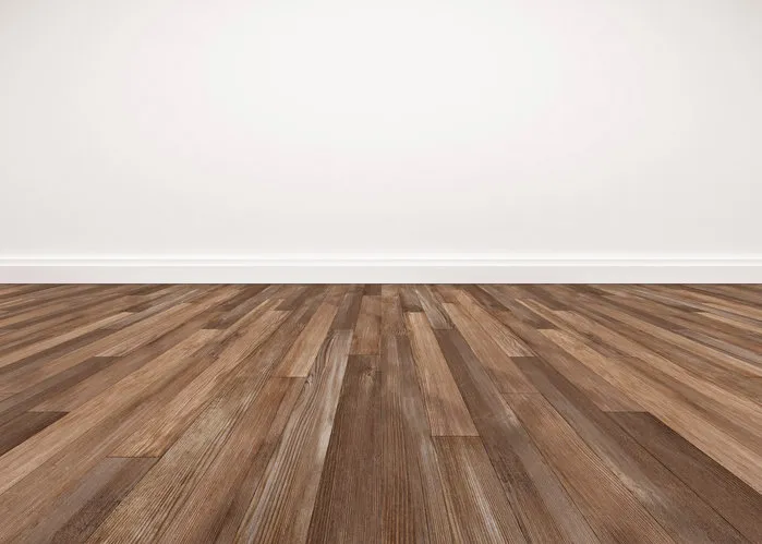 wood floor and white wall, empty room for background