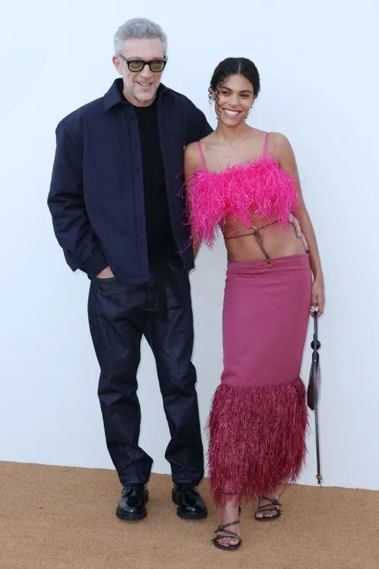 vincent cassel and tina kunakey attends le raphia jacquemus show on december 12, 2022 in le bourget, france photo by abacapresscom , 835152 004 le bourget france
